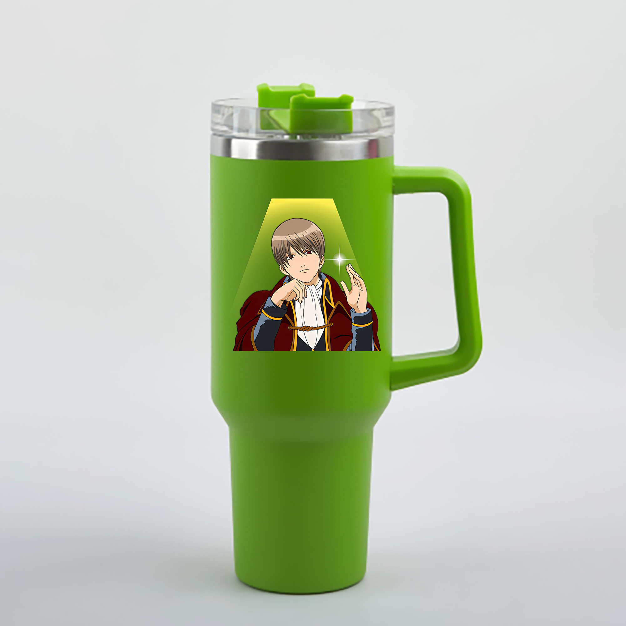 （画像用） ぎんたま 坂田銀時（さかたぎんとき） 神楽 志村新八（しむら しんぱち） GINTAMA Sakata Gintoki Kagura Shimura Shinpachi 1200mL車用タンブラー - クリスタルステッカー（プラスチックストロー付き）